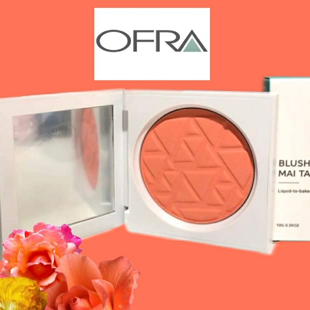 OFRA Liquid to Baked Blush in Mai Tai Tropical orange w Refillable Compact *BNIB